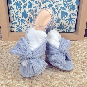 Loeffler Randall Camellia Blue Pleated Bow Heel - Size 7